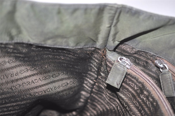 Authentic PRADA Vintage Nylon Tessuto Leather Shoulder Bag Green 6304I