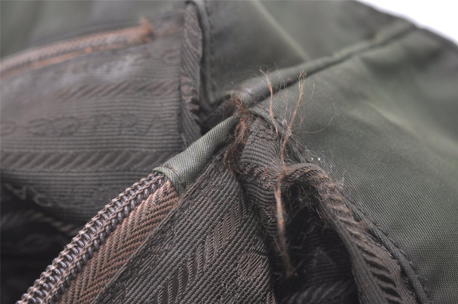 Authentic PRADA Vintage Nylon Tessuto Leather Shoulder Bag Green 6304I