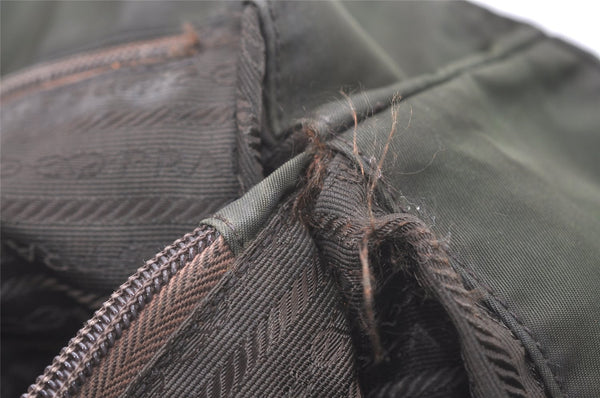 Authentic PRADA Vintage Nylon Tessuto Leather Shoulder Bag Green 6304I