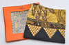 Authentic HERMES Carre 90 Scarf "L'OR DES CHEFS" Silk Black Box 6305I