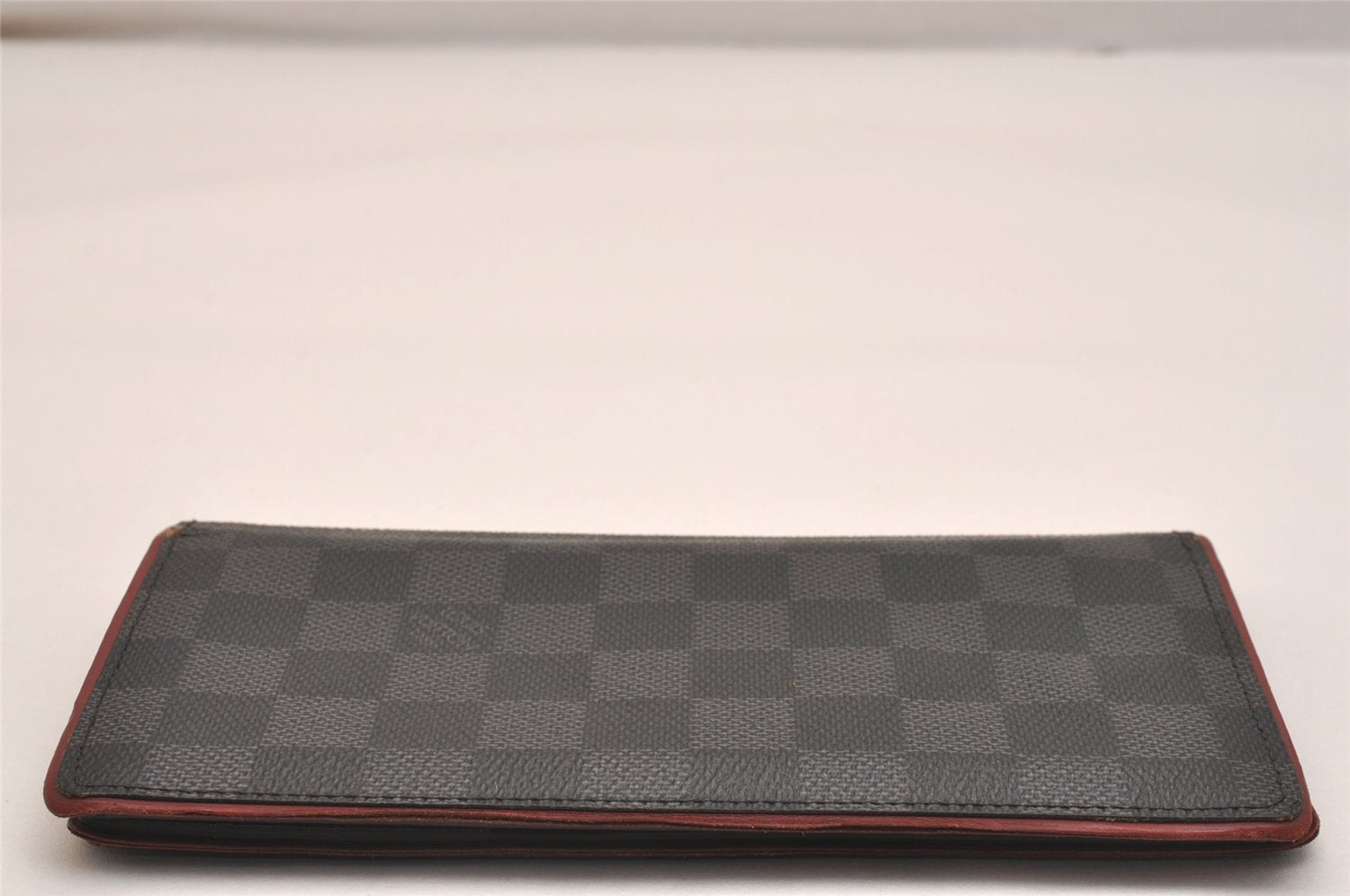 Auth Louis Vuitton Damier Graphite Portefeuille Brazza Wallet N63254 Red 6306J