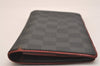 Auth Louis Vuitton Damier Graphite Portefeuille Brazza Wallet N63254 Red 6306J