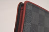 Auth Louis Vuitton Damier Graphite Portefeuille Brazza Wallet N63254 Red 6306J