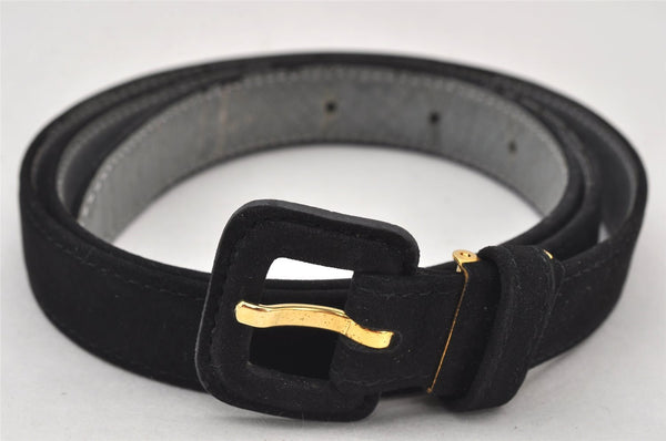 Authentic Christian Dior Belt Suede Size 79.5-84.5cm 31.3-33.3" Black CD 6306K