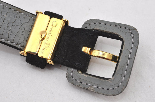 Authentic Christian Dior Belt Suede Size 79.5-84.5cm 31.3-33.3" Black CD 6306K