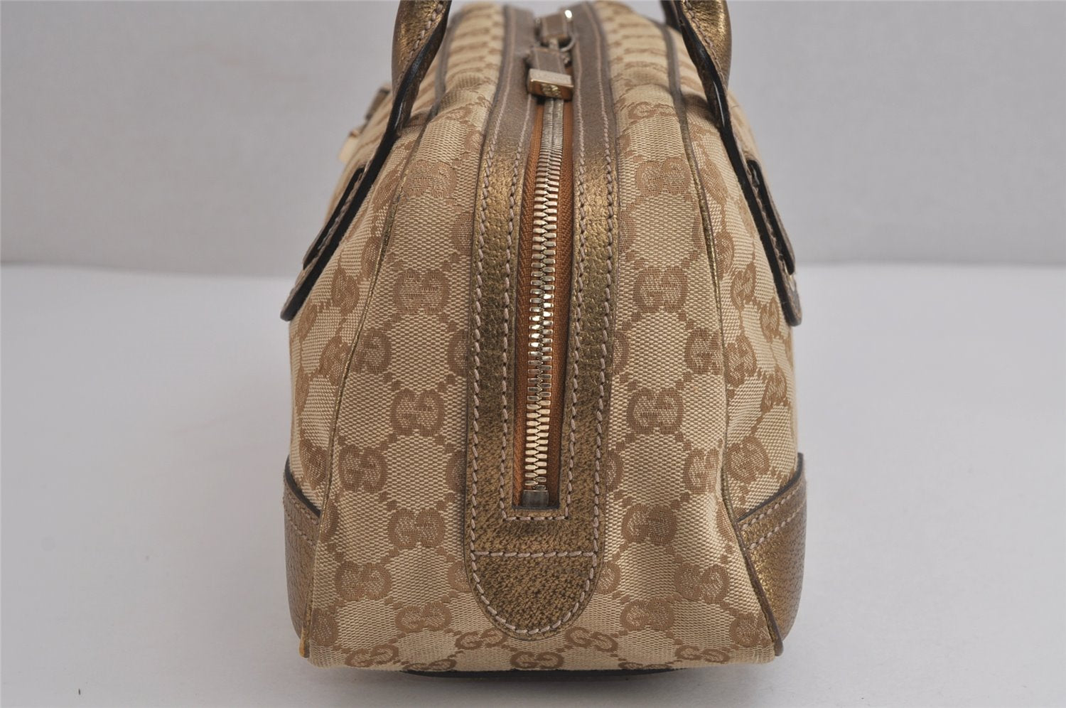Authentic GUCCI Princy Ribbon Shoulder Hand Bag GG Canvas Leather Beige 6309J