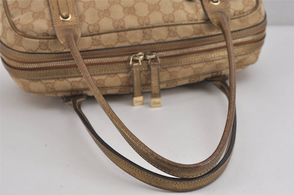 Authentic GUCCI Princy Ribbon Shoulder Hand Bag GG Canvas Leather Beige 6309J