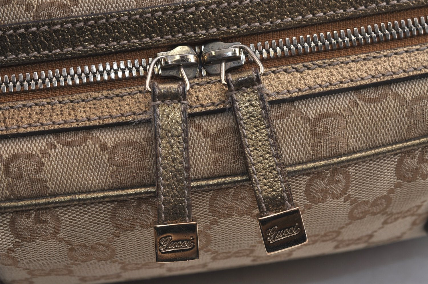 Authentic GUCCI Princy Ribbon Shoulder Hand Bag GG Canvas Leather Beige 6309J