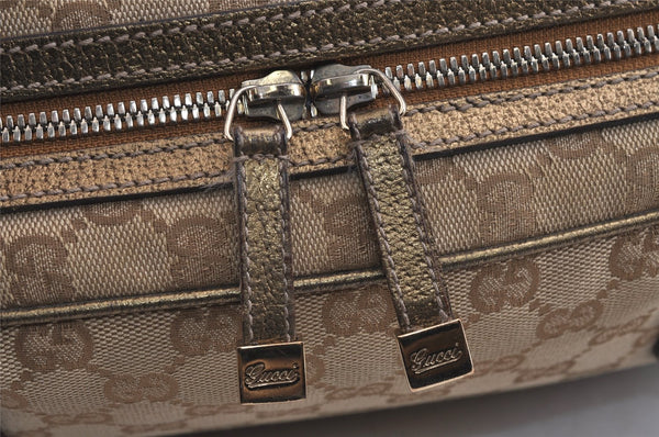 Authentic GUCCI Princy Ribbon Shoulder Hand Bag GG Canvas Leather Beige 6309J