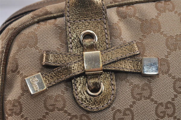 Authentic GUCCI Princy Ribbon Shoulder Hand Bag GG Canvas Leather Beige 6309J