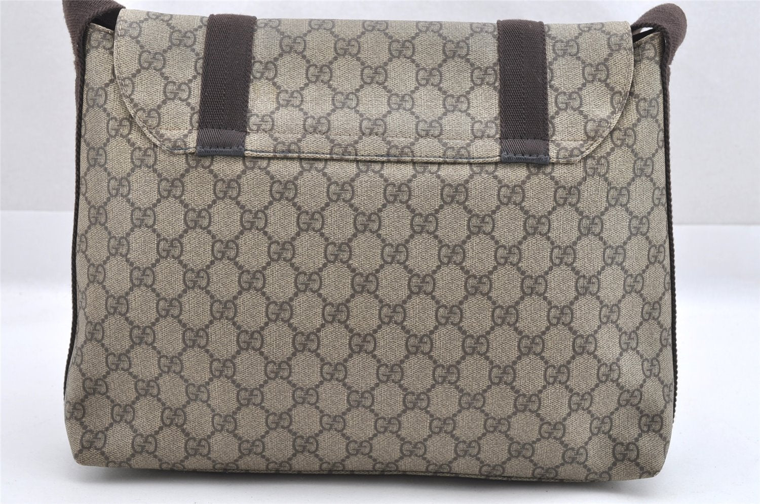 Authentic GUCCI Hand Shoulder Cross Body Bag GG PVC Canvas 122373 Brown 6310J