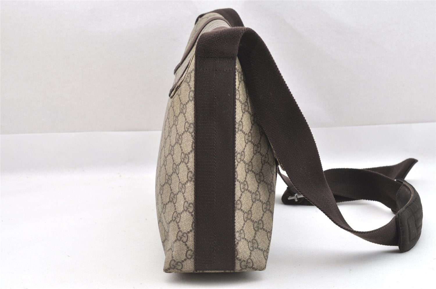 Authentic GUCCI Hand Shoulder Cross Body Bag GG PVC Canvas 122373 Brown 6310J
