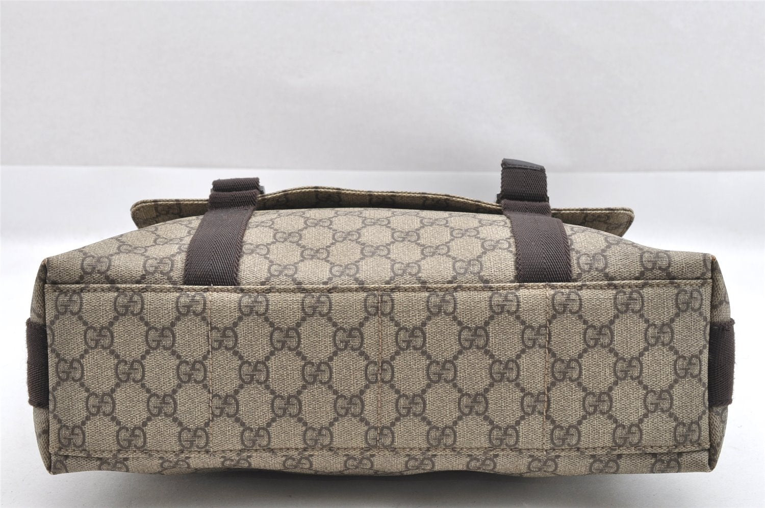 Authentic GUCCI Hand Shoulder Cross Body Bag GG PVC Canvas 122373 Brown 6310J