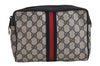 Authentic GUCCI Sherry Line Clutch Hand Bag Purse GG PVC Leather Navy Blue 6311J