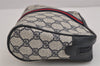 Authentic GUCCI Sherry Line Clutch Hand Bag Purse GG PVC Leather Navy Blue 6311J