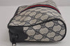 Authentic GUCCI Sherry Line Clutch Hand Bag Purse GG PVC Leather Navy Blue 6311J