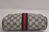 Authentic GUCCI Sherry Line Clutch Hand Bag Purse GG PVC Leather Navy Blue 6311J