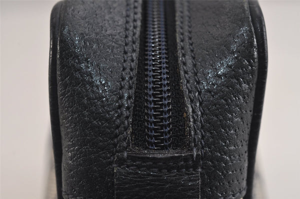 Authentic GUCCI Sherry Line Clutch Hand Bag Purse GG PVC Leather Navy Blue 6311J
