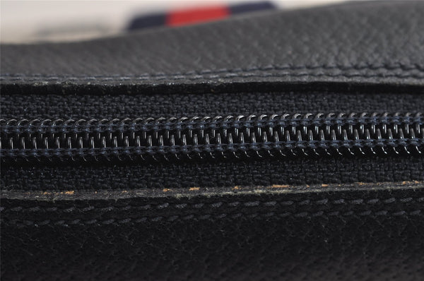 Authentic GUCCI Sherry Line Clutch Hand Bag Purse GG PVC Leather Navy Blue 6311J
