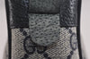 Authentic GUCCI Sherry Line Clutch Hand Bag Purse GG PVC Leather Navy Blue 6311J