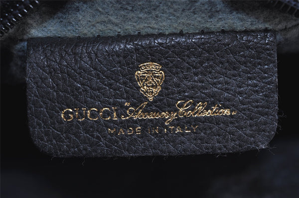 Authentic GUCCI Sherry Line Clutch Hand Bag Purse GG PVC Leather Navy Blue 6311J