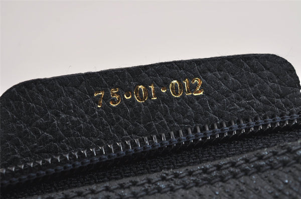Authentic GUCCI Sherry Line Clutch Hand Bag Purse GG PVC Leather Navy Blue 6311J