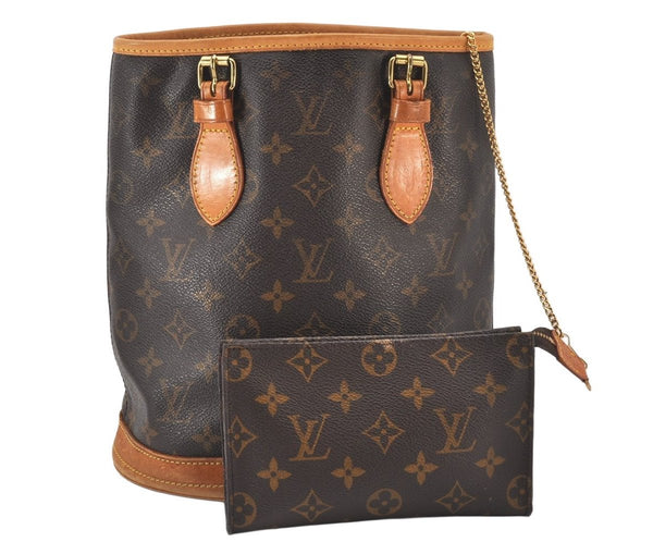 Authentic Louis Vuitton Monogram Bucket PM Shoulder Tote Bag M42238 Junk 6311K