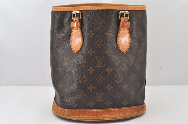 Authentic Louis Vuitton Monogram Bucket PM Shoulder Tote Bag M42238 Junk 6311K