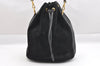 Authentic GUCCI Bamboo Drawstring Hand Bag Purse Suede Leather Black 6312J