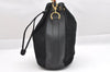Authentic GUCCI Bamboo Drawstring Hand Bag Purse Suede Leather Black 6312J