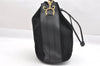 Authentic GUCCI Bamboo Drawstring Hand Bag Purse Suede Leather Black 6312J