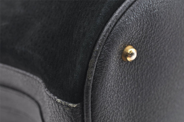 Authentic GUCCI Bamboo Drawstring Hand Bag Purse Suede Leather Black 6312J