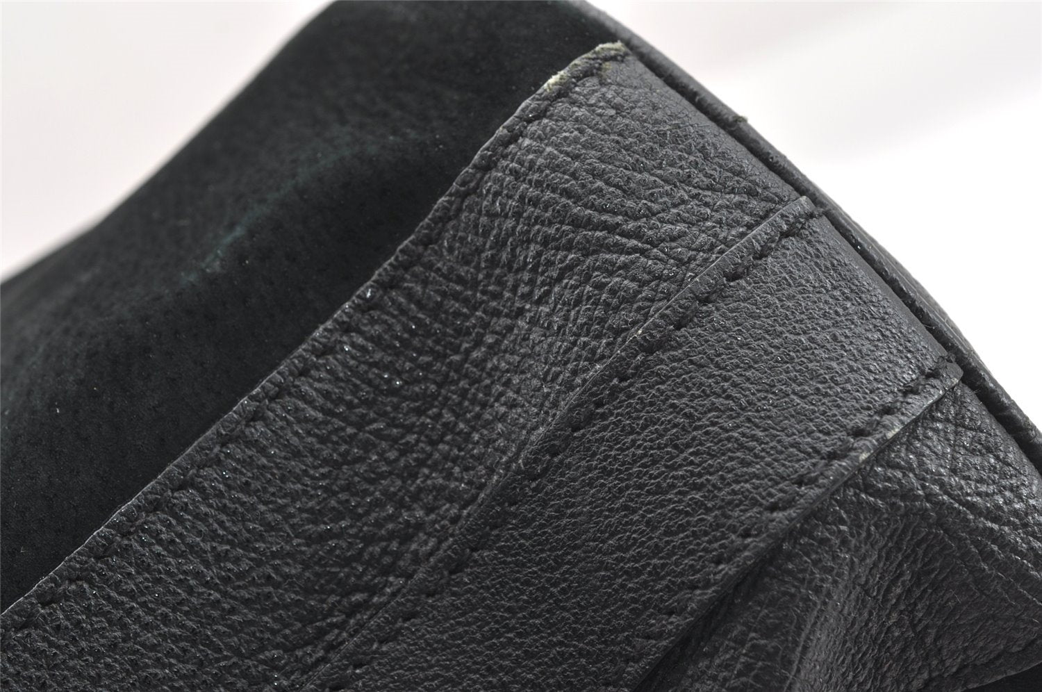 Authentic GUCCI Bamboo Drawstring Hand Bag Purse Suede Leather Black 6312J