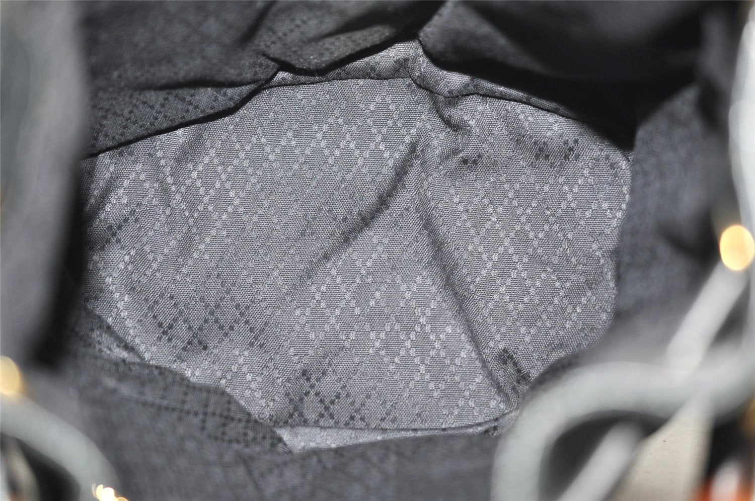 Authentic GUCCI Bamboo Drawstring Hand Bag Purse Suede Leather Black 6312J