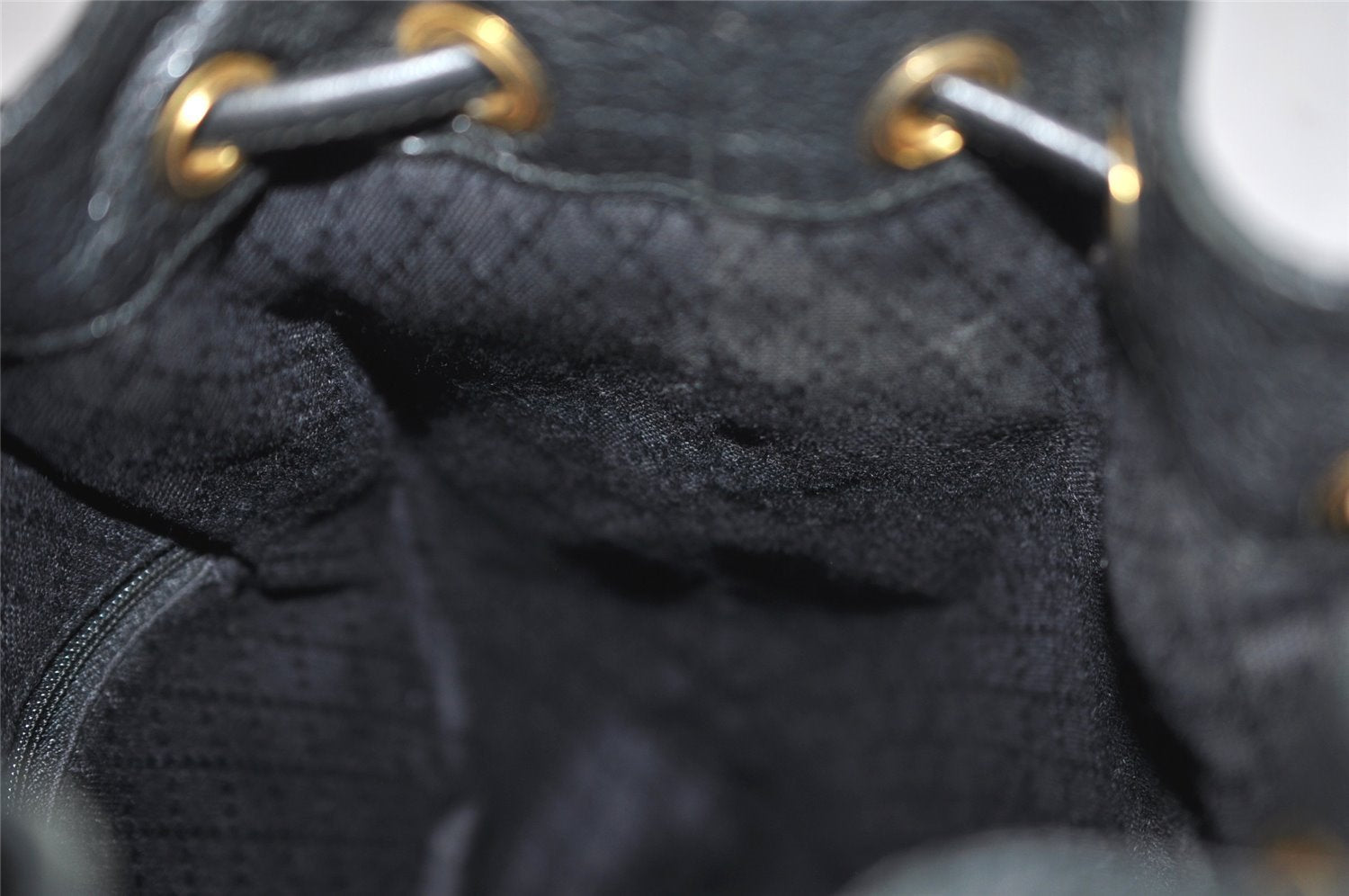 Authentic GUCCI Bamboo Drawstring Hand Bag Purse Suede Leather Black 6312J