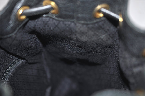Authentic GUCCI Bamboo Drawstring Hand Bag Purse Suede Leather Black 6312J