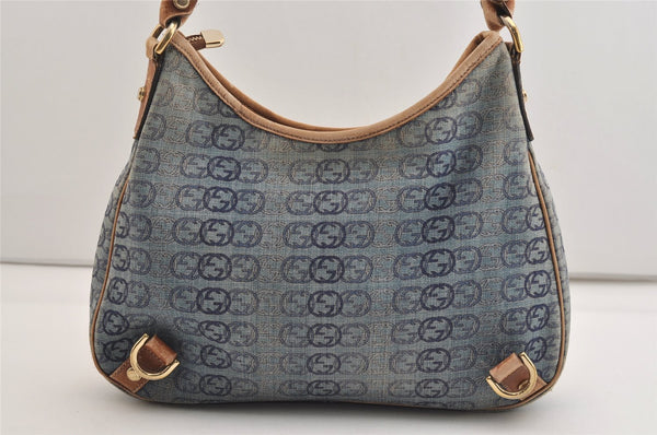 Authentic GUCCI Abbey Shoulder Bag Interlocking G Denim 130738 Blue 6314J