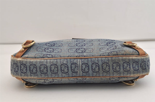 Authentic GUCCI Abbey Shoulder Bag Interlocking G Denim 130738 Blue 6314J