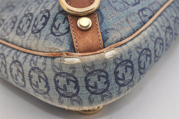 Authentic GUCCI Abbey Shoulder Bag Interlocking G Denim 130738 Blue 6314J