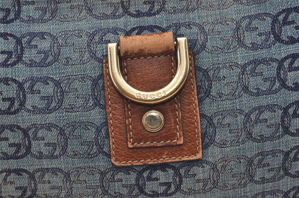 Authentic GUCCI Abbey Shoulder Bag Interlocking G Denim 130738 Blue 6314J
