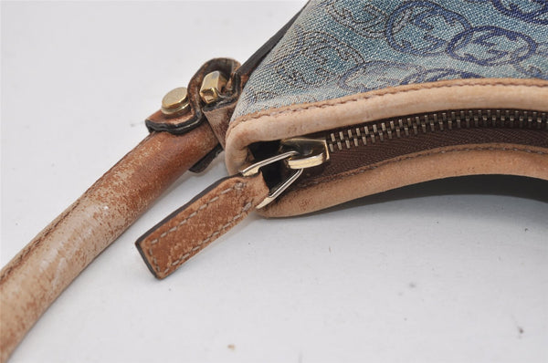 Authentic GUCCI Abbey Shoulder Bag Interlocking G Denim 130738 Blue 6314J