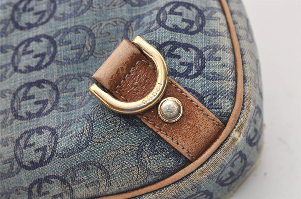Authentic GUCCI Abbey Shoulder Bag Interlocking G Denim 130738 Blue 6314J