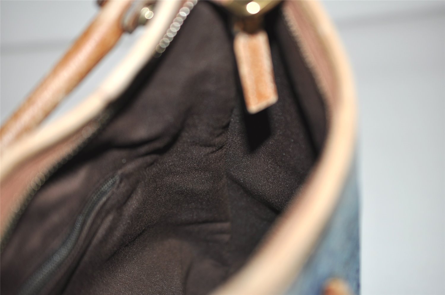 Authentic GUCCI Abbey Shoulder Bag Interlocking G Denim 130738 Blue 6314J