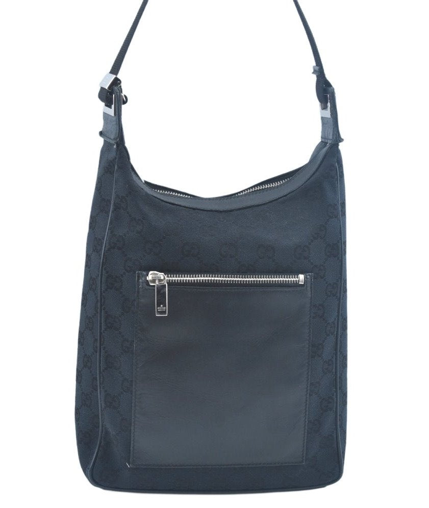 Authentic GUCCI Shoulder Hand Bag Purse GG Canvas Leather 0190537 Black 6315J