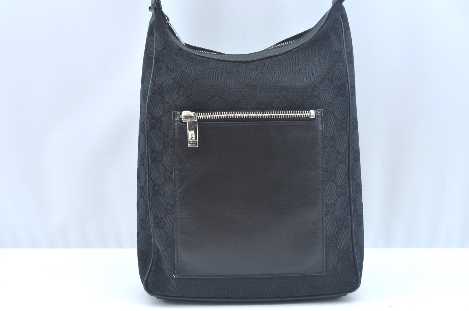 Authentic GUCCI Shoulder Hand Bag Purse GG Canvas Leather 0190537 Black 6315J