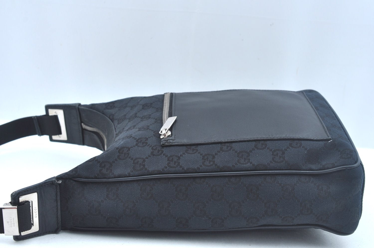 Authentic GUCCI Shoulder Hand Bag Purse GG Canvas Leather 0190537 Black 6315J