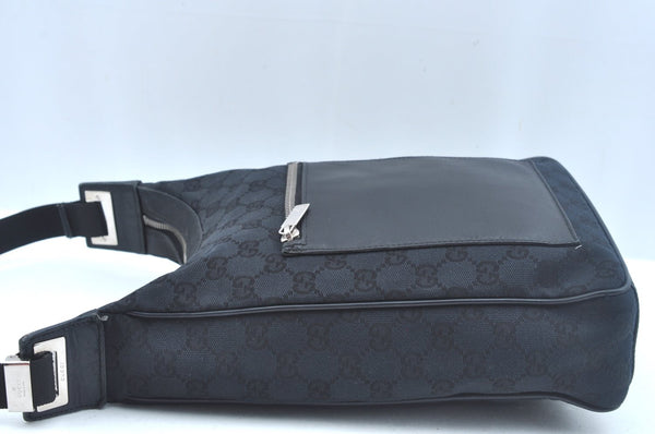 Authentic GUCCI Shoulder Hand Bag Purse GG Canvas Leather 0190537 Black 6315J