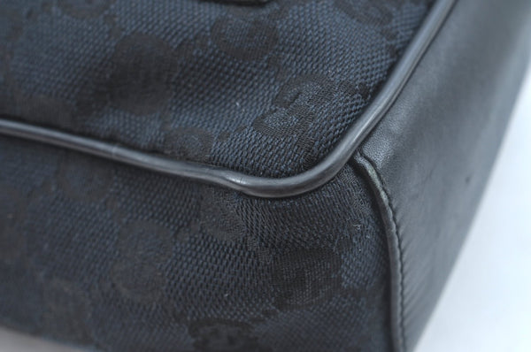 Authentic GUCCI Shoulder Hand Bag Purse GG Canvas Leather 0190537 Black 6315J