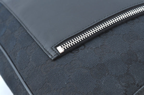 Authentic GUCCI Shoulder Hand Bag Purse GG Canvas Leather 0190537 Black 6315J