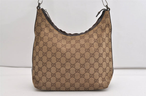 Authentic GUCCI Shoulder Hand Bag Purse GG Canvas Leather 0000602 Brown 6316J